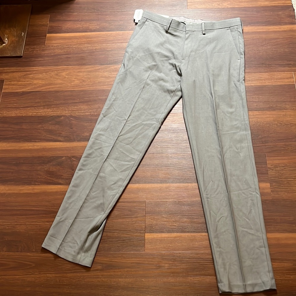 Haggar, men’s dress pants, 34x34, gray, perfect fit waistband, straight fit, NWT